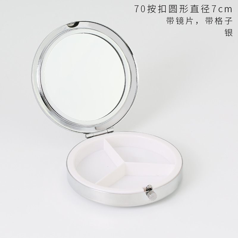 丸い三格の金属の薬の箱の小さい鏡の多格のハート型の四角形は携帯して簡単な錠剤の箱の創意のキャンディーを持ちます。|undefined