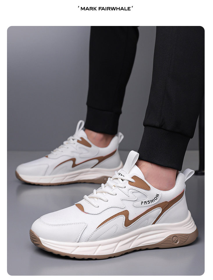 Giày thể thao nam da thật thoáng khí đế mềm, giày sneaker casual chạy bộ ngoài trời, gót 3-5 cm — HA8805 màu trắng, HA8805 màu đen chi tiết 12