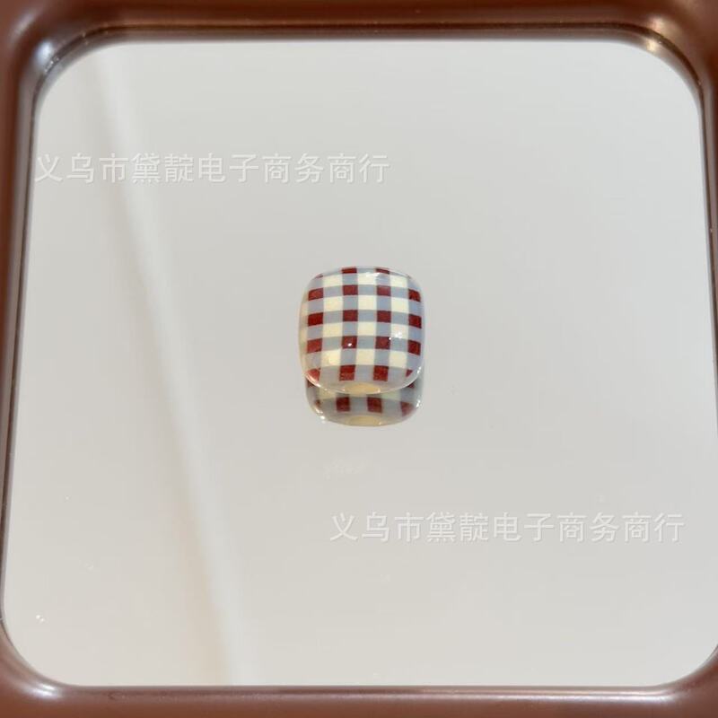 复古蓝粉色系格纹馒头珠 diy亚克力包挂手机链钥匙扣服饰配件材料|undefined