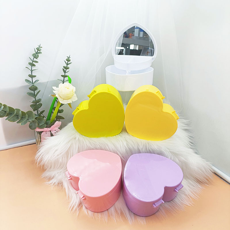 Nuevo Joyero Grande en Forma de Corazón de Doble Capa Color Caramelo con Espejo, Caja de Almacenamiento de Joyas para Niños