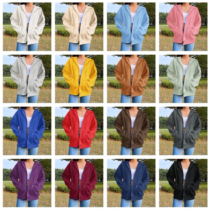 Amazon European and American Oversized Shoulder Sleeve Zipper Hooded Sweater Independent Station Women's Cardigan Hooded Sweater