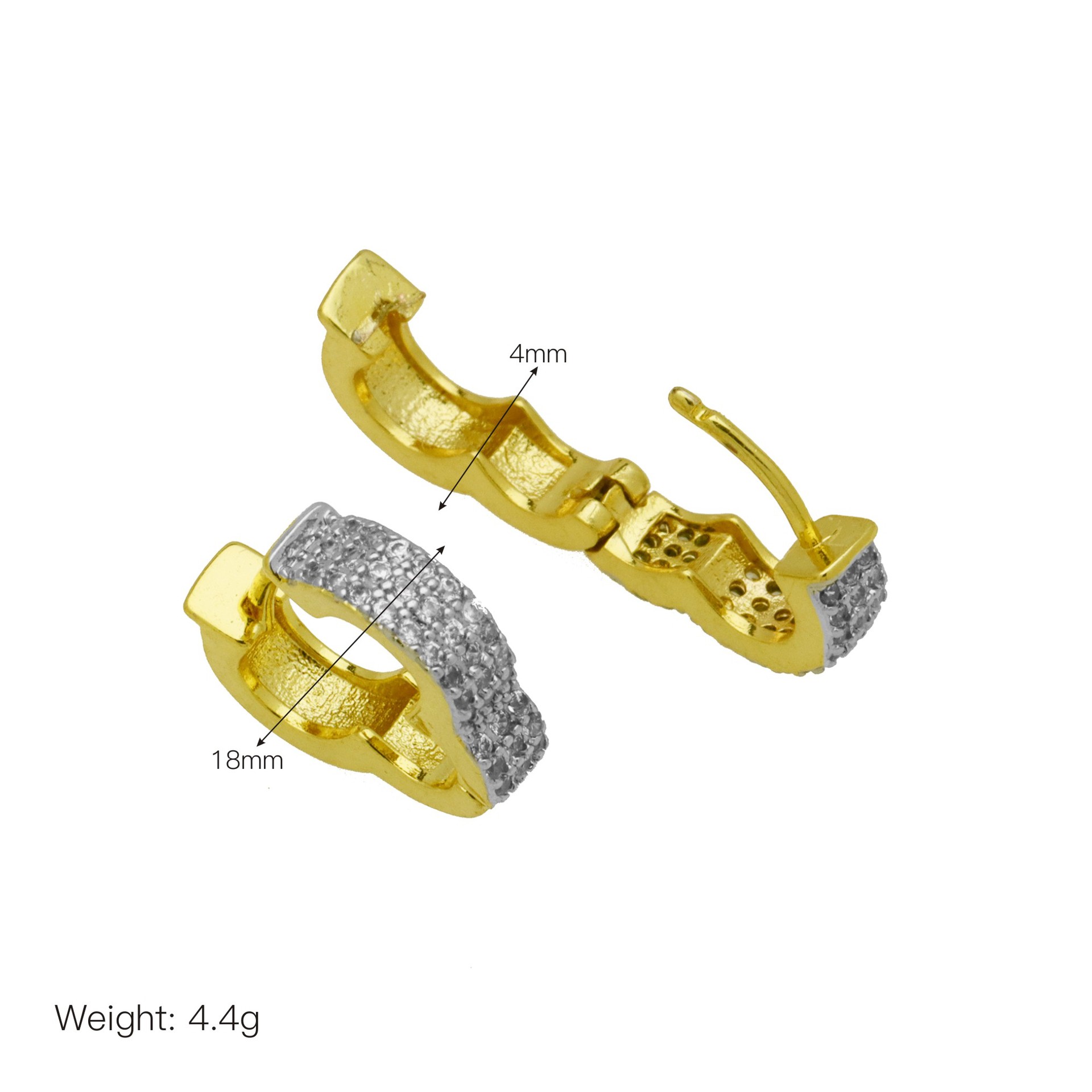 1 Pair Simple Style Geometric Mixed Metal Inlay Copper Zircon 18K Gold Plated Earrings display picture 8