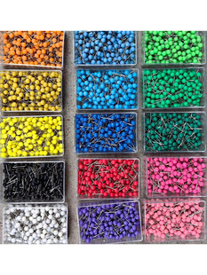 500 pieces/box color pin fishing gear spool 10 color earth pin positioning pin map marking nail ball nail