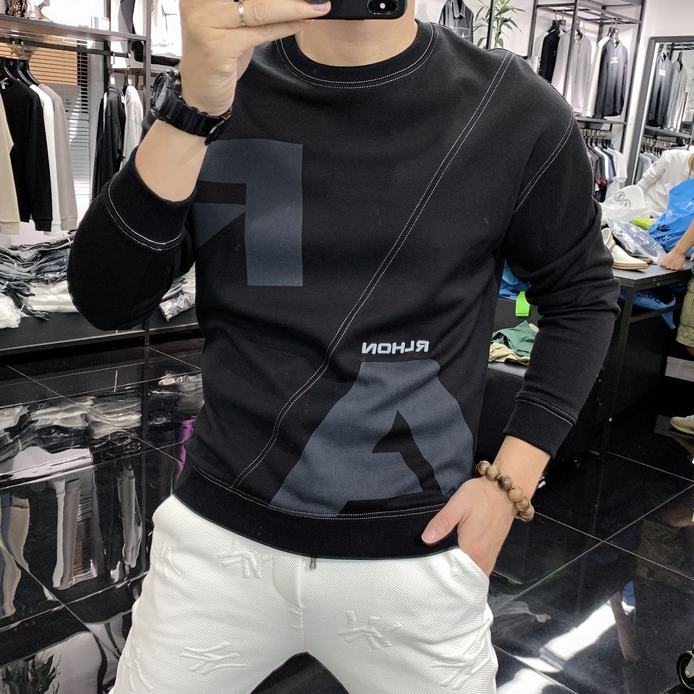 boy Thin/Fleece Slim Fit Spring Autumn Winter Crew Neck Sweatshirt Pullover Base Shirt Men's Youth T-Shirt Long Sleeve Top_voghion.com