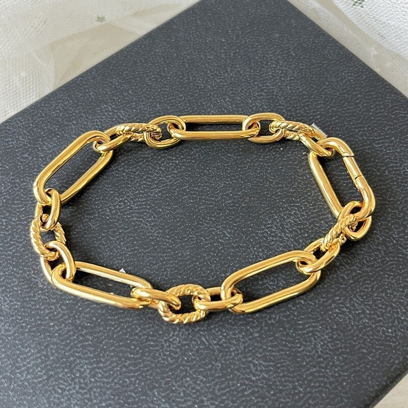 DY Bracelet European and American Simple Elegant Popular Woven Twist Rope Bracelet silver Ring Chain Ring Bracelet for Men and Women