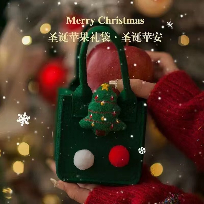 毛毡礼盒节日创意手提袋圣诞节平安夜新小拎袋礼品袋卡通毛毡包|undefined