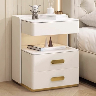 Light Luxury Solid Wood Smart Bedside Table Pine Series E0 Level Safety and Environmental Protection
