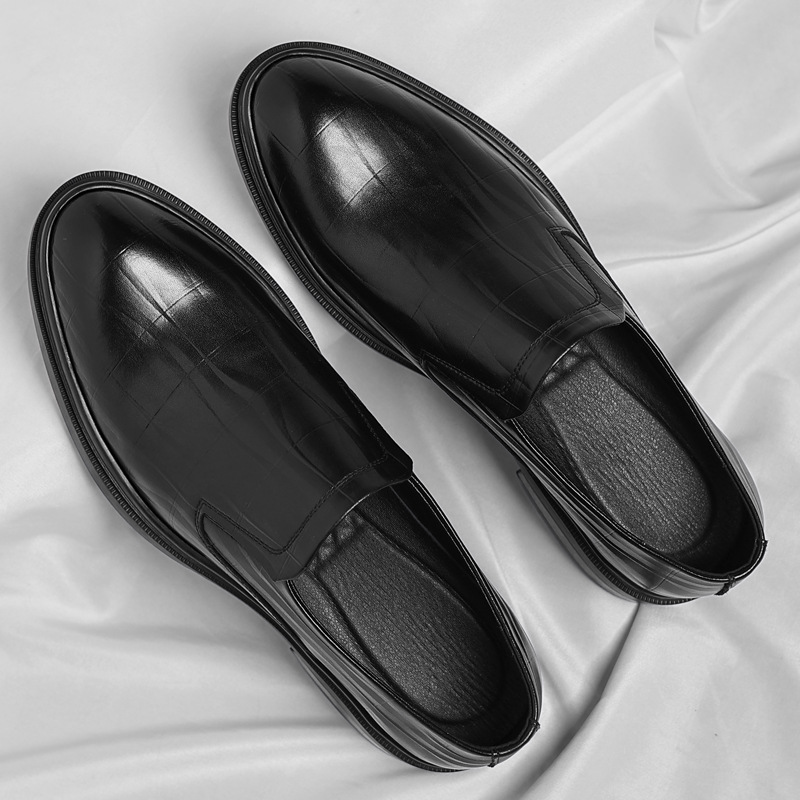 Men's Leather Slip-on Formal Shoes For Office And Commuting_voghion.com