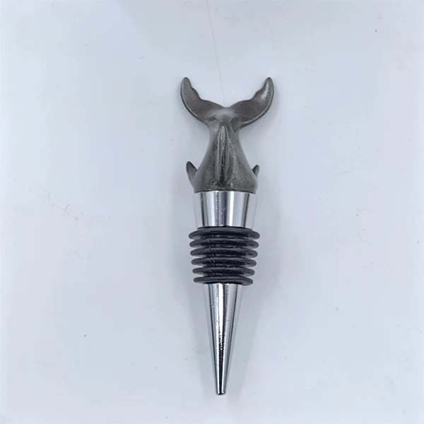 Antique pewter shark bottle stopper