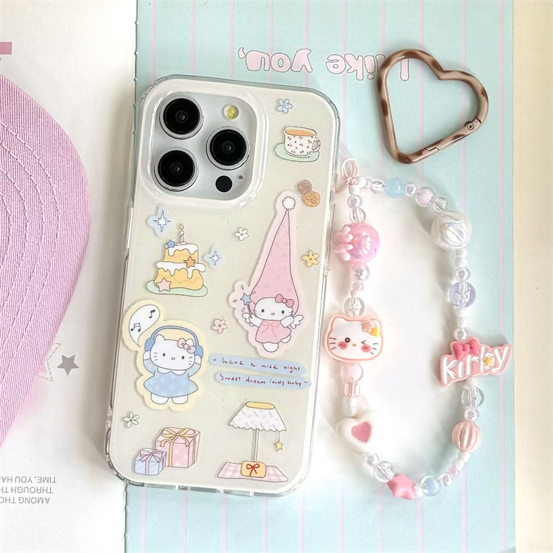 かわいい漫画 KT チェーン 16Promax 携帯電話ケース Apple 15Pro 二重層 14Pro13Promax 女性に適しています|undefined
