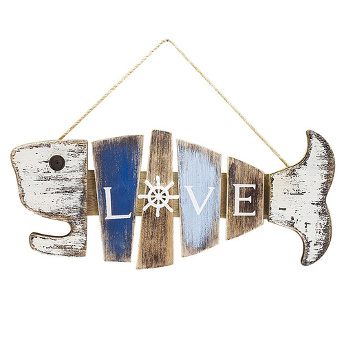 P616 American Mediterranean retro old fish-shaped hanging theme bar restaurant ocean hanging wall decoration wall decoration