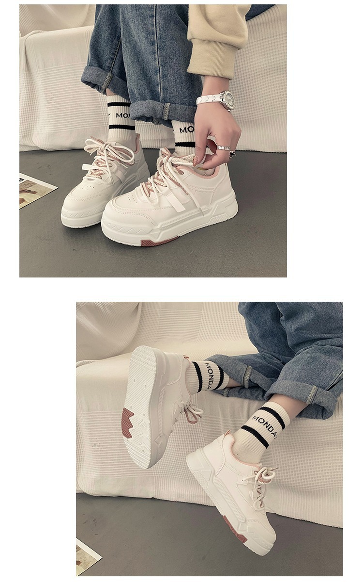 35-43 Übergröße Damen 41 dicke Sohlen vielseitige weiße Frühlingsdesign sportliche und lässige Boardschuhe 42_voghion.com