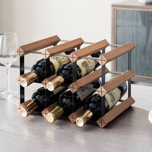 Huntice Geduoduo Wine Rack Home Red Wine Rack Ornaments Shelf Solid Wood Wine Bottle Rack
