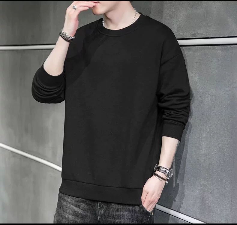 Осенне-зимний свитшот на флисовой подкладке, мужской однотонный пуловер в стиле ретро с круглым вырезом, свитшот, Свободный Повседневный теплый топ унисекс