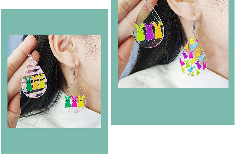 1 Pair Cartoon Style Cute Geometric Printing Arylic Drop Earrings display picture 1
