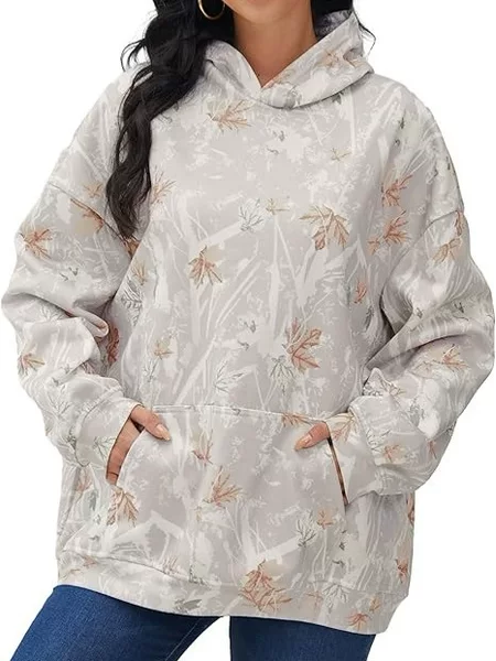 Cross-border Amazon TK Shrimp Hot Selling Explosions US Size Maple Leaf Leopard Print Shoulder Sleeve Hoodie Sweater for Men and Women
