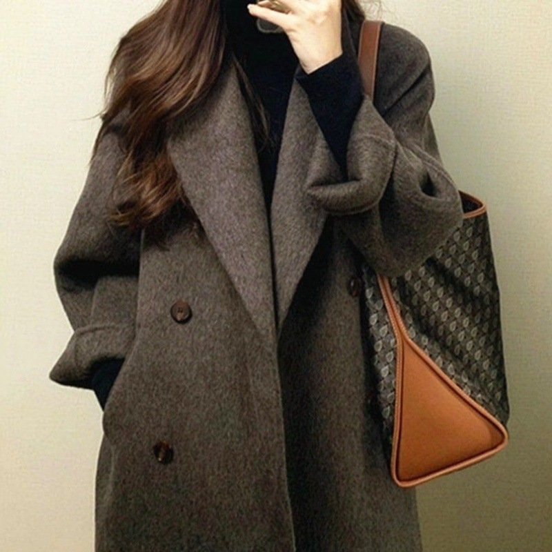 Demi-season woolen coat with down, liner, elegant warm jacket, for teenagers