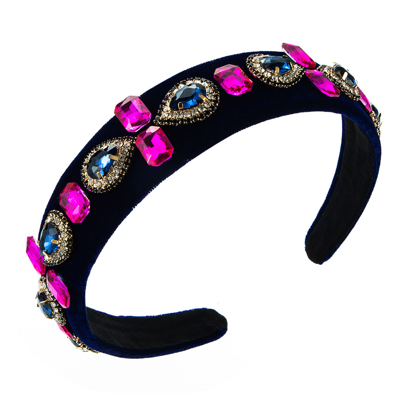 Christmas Glass Diamond Flower Wide-brimmed Velvet Headband Wholesale Nihaojewelry display picture 9