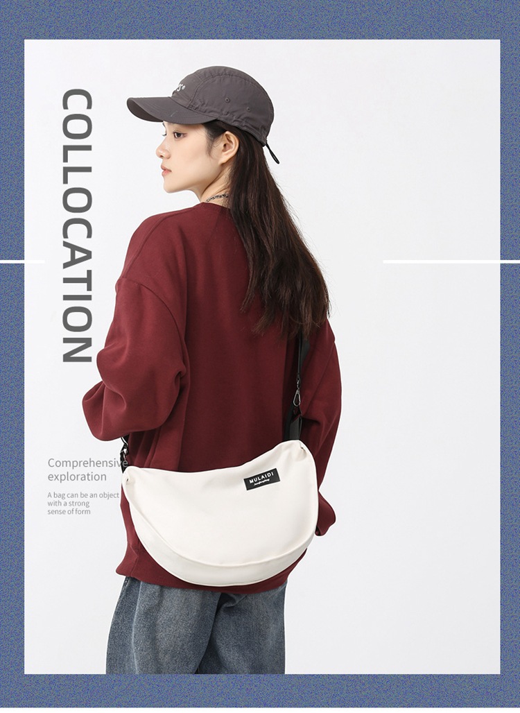 Japanese-style casual dumpling bags, sporty crossbody bags, large-capacity canvas bags for women, single-shoulder commuting bags for students to class, trendy details Picture