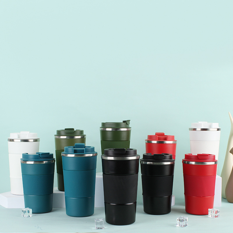 Nueva taza de vacío de acero inoxidable taza de agua de negocios taza de café de tres generaciones taza de coche con tapa de silicona taza portátil