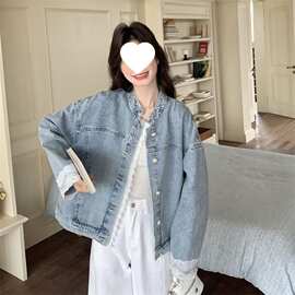 花边蕾丝拼接牛仔外套女春秋2026设计感新款休闲超火韩系穿搭夹克