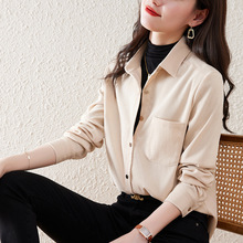 灯芯绒衬衫女士2023春季新款气质磨毛上衣休闲外套长袖宽松衬衣