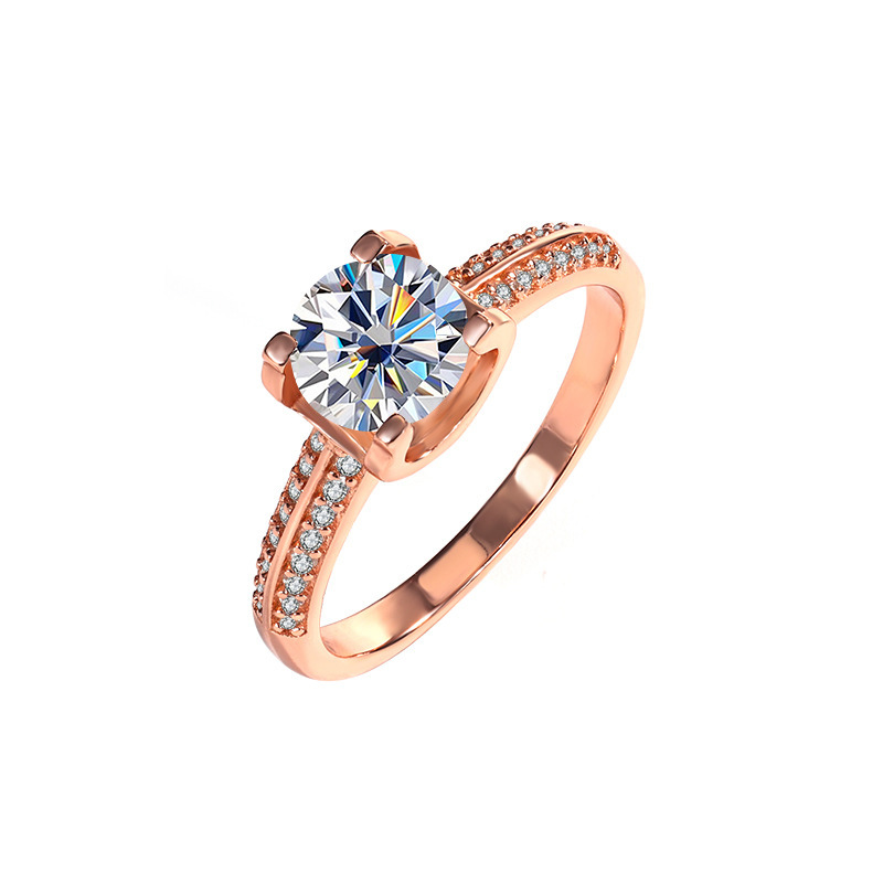 1 quilates 925 anillo de diamante de plata de rosa oro toro anillo de matrimonio anillo de boda pequeño libro rojo explosión