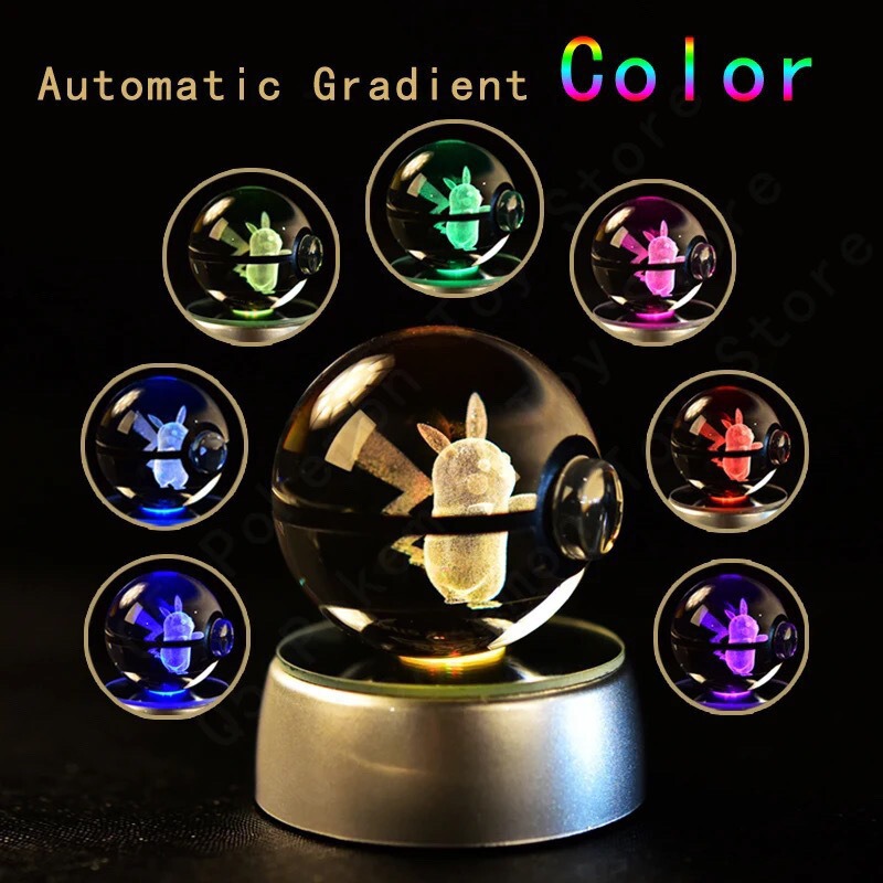 New Foreign Elf Ball Luminous Figure Pet Elf Crystal Ball Trendy Creative Night Light Ornament Moon Eevee