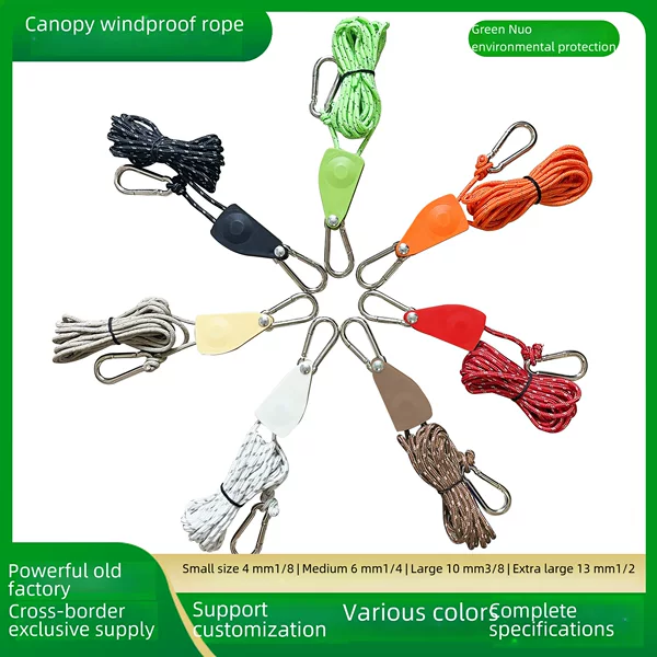 Outdoor Camping Canopy Wind Rope Tent Rope Pulley Regulator Windproof Rope Buckle Lanyard Lamps Adjustable Lifting Rope