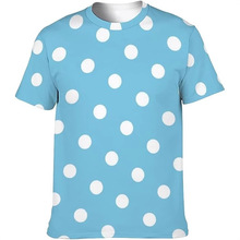 外贸欧美新夏季男士大码波点3D印花短袖T恤跨境圆领运动休闲时尚