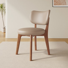 实木餐椅家用现代奶油风软包椅吃饭凳子酒店洽谈轻奢靠背餐椅成年