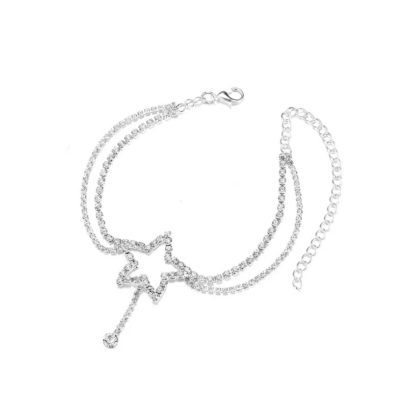Star Pattern Wholesale Jewelry Sexy Star Alloy Rhinestones Anklet