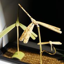 竹蜻蜓小摆件文艺中国风茶室禅意茶几桌面装饰品湘妃竹创意礼物.