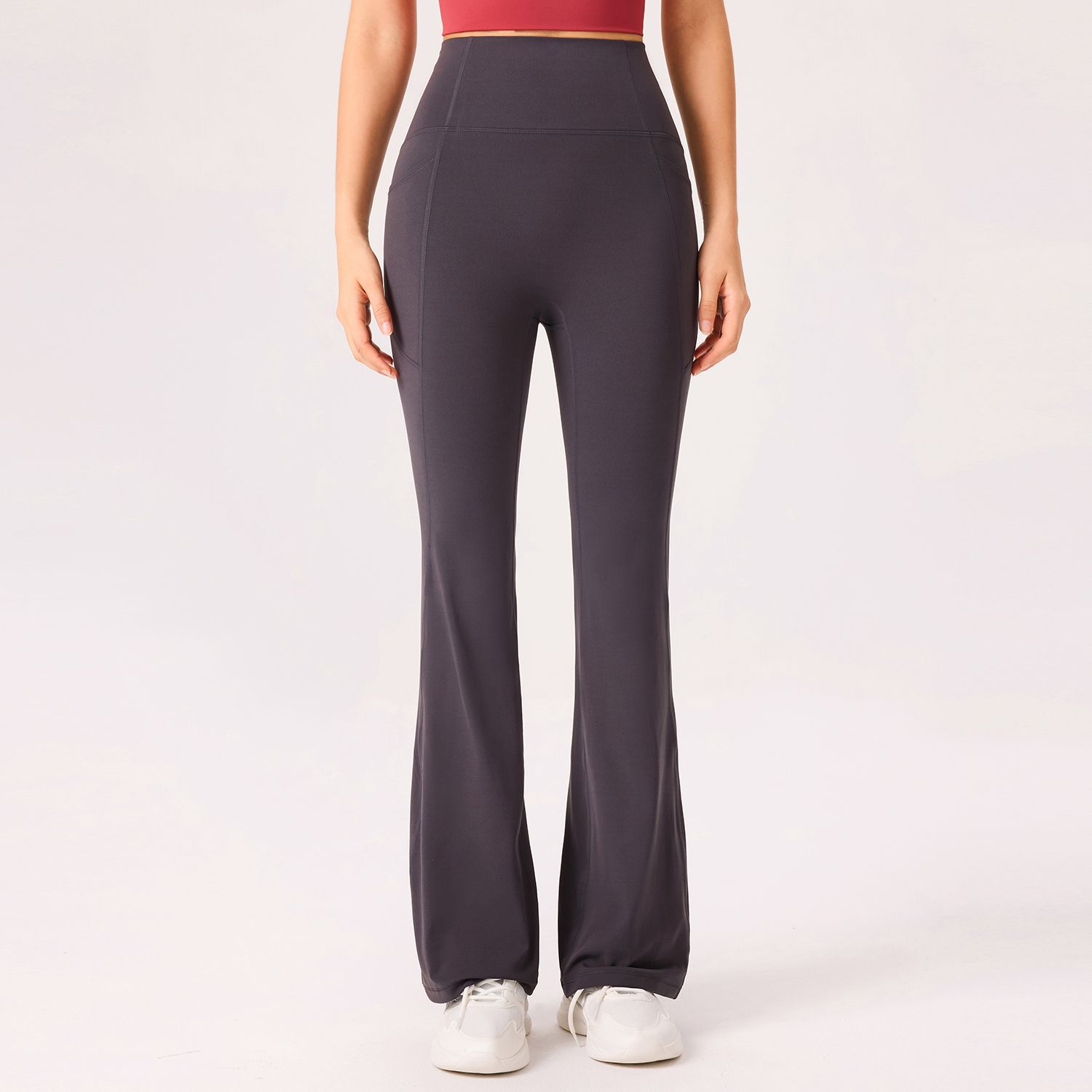 Pantalones de yoga desnudos para mujeres Nylon 66 Leica micro ajustado cintura alta elevación de cadera ropa deportiva elástica con etiqueta de suspensión