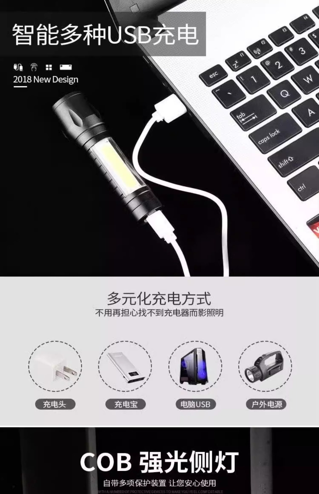 Flashlight Strong Light Rechargeable USB Outdoor Ultra-Bright Long-Range Home Emergency Light Special Forces Waterproof Mini Student