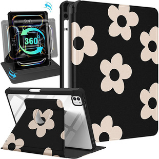 Applicable to iPadpro11 printing pattern 360 rotating protective shell air5/6 acrylic 10.2 inch flat leather case