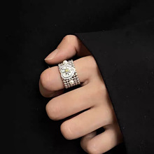 网红同款宽版蝴蝶爱心戒指珍珠六芒星个性指环轻奢高级感小众设计