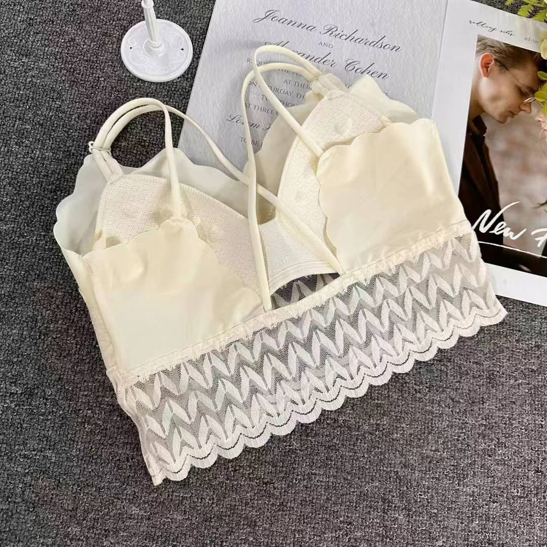 Nueva copa fija de encaje, chaleco de alta calidad, bra de yoga sin anillo de acero, ropa interior deportiva, mujer al por mayor image 4