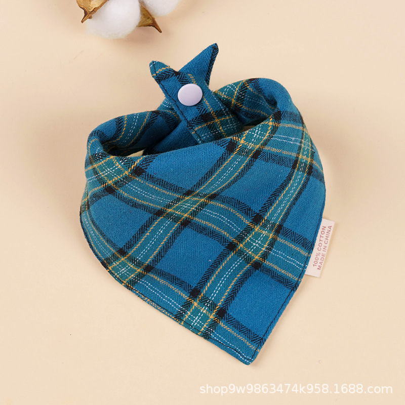 Bebé de algodón bebé babero triángulo BiB Snap de doble capa babero recién nacido niños bufanda a cuadros cuatro estaciones