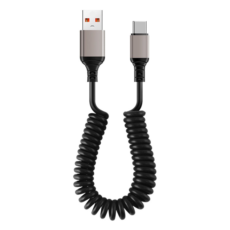 Cable de datos de primavera de coche adecuado para apple TypeC alargado telescópico cable de carga 6A cable de carga súper rápido