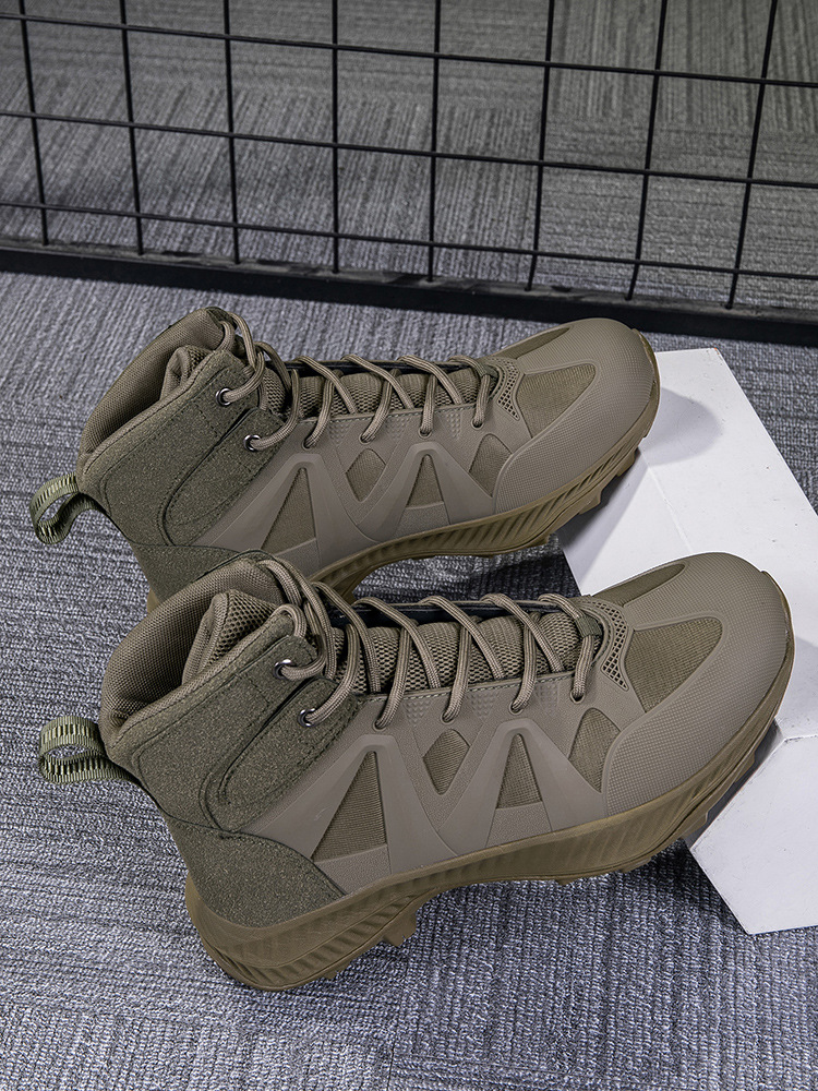 Botas de combate, fanáticos militares, botas tácticas de rango medio, montañismo al aire libre para hombres, zapatos altos para hombres, botas de entrenamiento de combate, botas de senderismo todoterreno