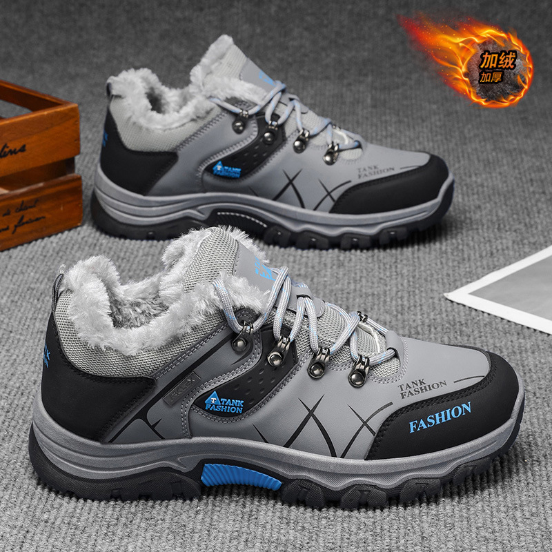 Autumn And Winter Outdoor Men's Shoes, Waterproof, Anti-Slip, Wear-Resistant Hiking Shoes, Warm And Fleece-Lined Travel_vogvips.com