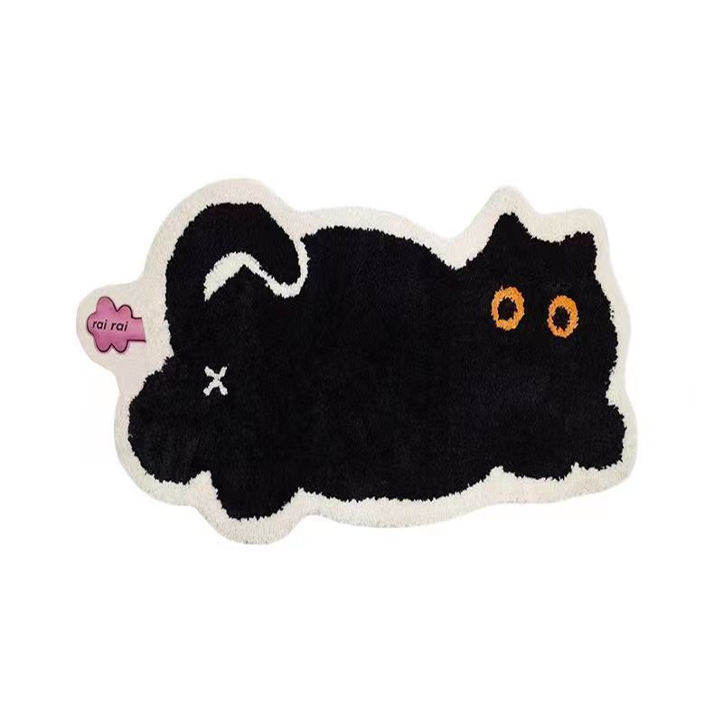 かわいい異形の不規則なカシミヤのじゅうたんの浴室の厚い毛の吸水の足のマットの猫のじゅうたんのラベルをまねて代行します。|undefined