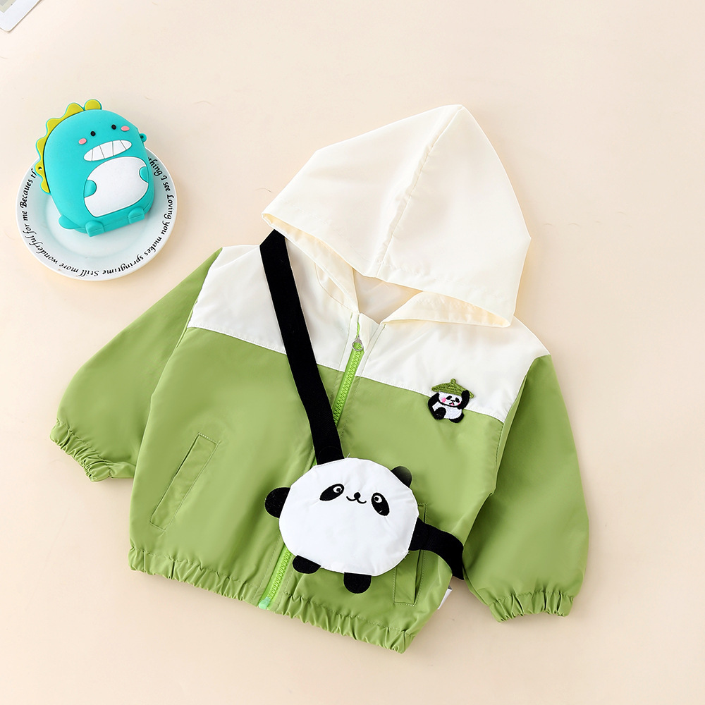 Verde (chaqueta de panda con capucha j2481708 y bolso de hombro)