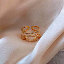 韩国皮带扣戒指女日系轻奢时尚个性潮冷淡风简约小众食指指环