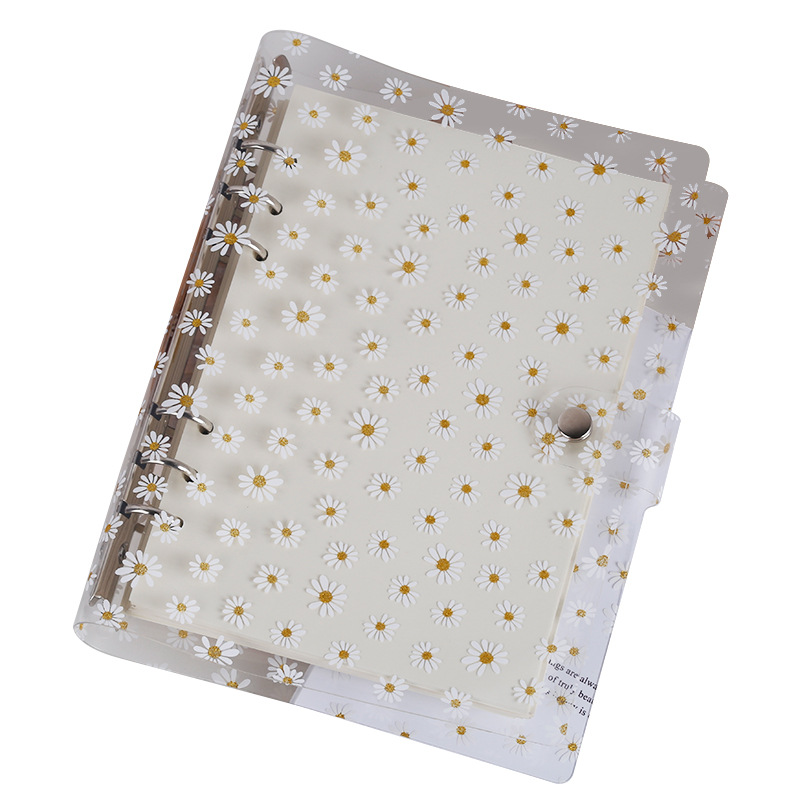 Loose-leaf ledger notebook transparent PVC shell A6A7 binder ins same Korean cute little daisy