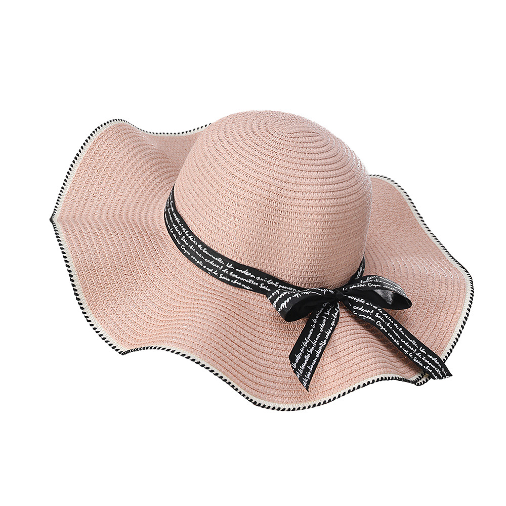 Papyrus Material Solid Color Pattern Summer Season Women's Vacation Solid Color Big Eaves Straw Hat