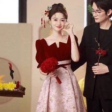 红色法式订婚敬酒服新娘2025新款春夏小个子结婚礼服女回门高级感