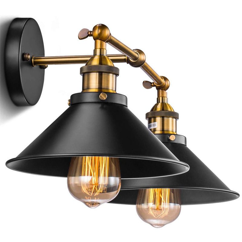 Luz de pared transfronteriza amazónica industrial de hierro forjado creativo balcón pasillo bar dormitorio retro lámpara de pared