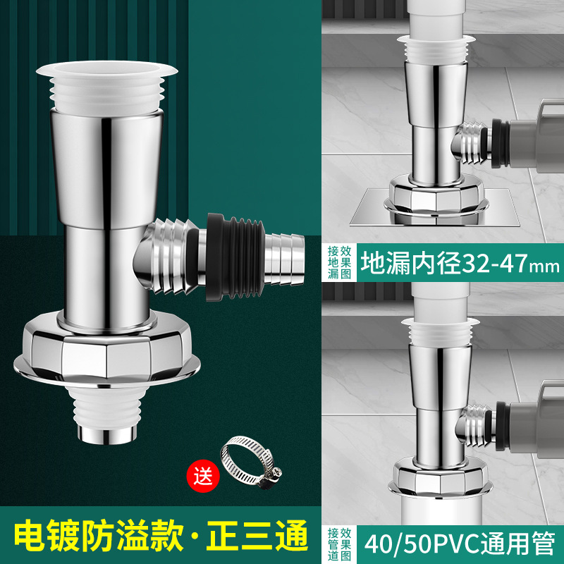 오버플로 방지를 위한 포지티브 3방향 배수구(바닥 배수구 + PVC 파이프(클램프 포함)에 적용 가능)